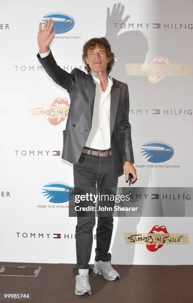 Singer Mick Jagger of the Rolling Stones attends the 'Stones in Exile' Photo Call held at the Salon Martha Barriere at the Hotel Majestic during the...