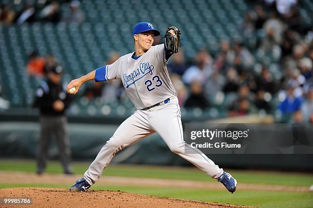 Zack Greinke of the Kansas City Royals pitches against the Baltimore Orioles at Camden Yards on May 18, 2010 in Baltimore, Maryland.