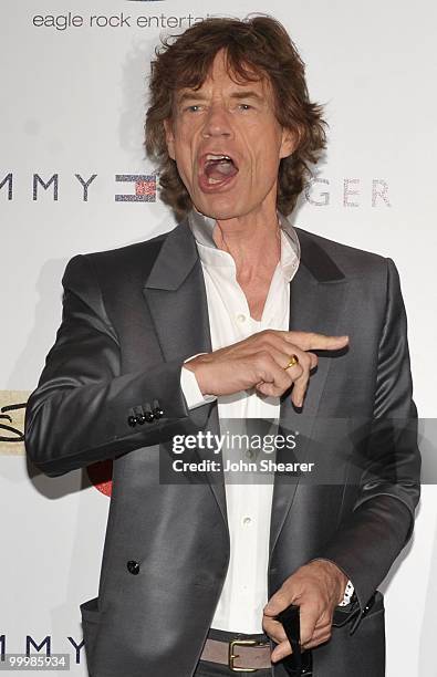 Singer Mick Jagger of the Rolling Stones attends the 'Stones in Exile' Photo Call held at the Salon Martha Barriere at the Hotel Majestic during the...