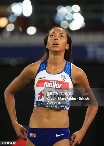 Morgan Lake of Great Britain during the Women's High Jump during Day Two of the Athletics World Cup at London Stadium 2018 on July 15, 2018 in...