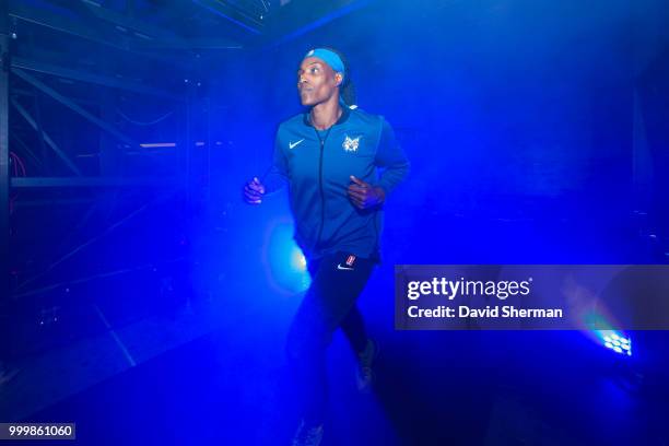 Sylvia Fowles of the Minnesota Lynx enters court before game against the Connecticut Sun on July 15, 2018 at Target Center in Minneapolis, Minnesota....
