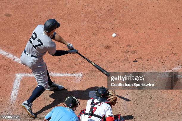 New York Yankees right fielder Giancarlo Stanton at bat during the eighth inning of the Major League Baseball game between the New York Yankees and...