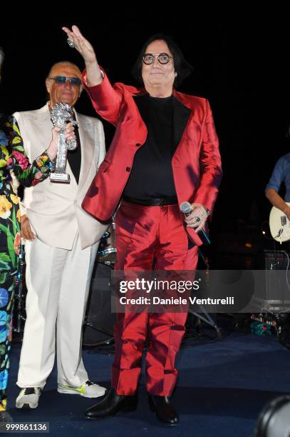 Tony Renis and Renato Zero attend the 2018 Ischia Global Film & Music Fest opening ceremony on July 15, 2018 in Ischia, Italy.