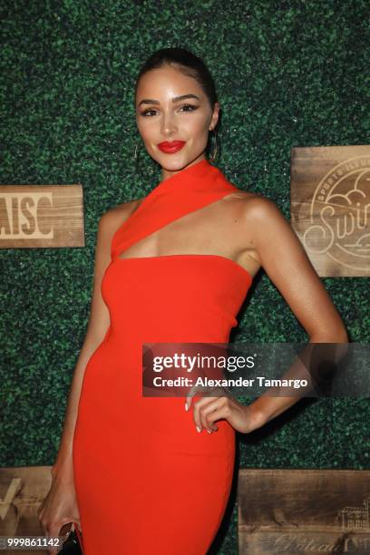 Olivia Culpo attends the 2018 Sports Illustrated Swimsuit show at PARAISO during Miami Swim Week at The W Hotel South Beach on July 15, 2018 in...