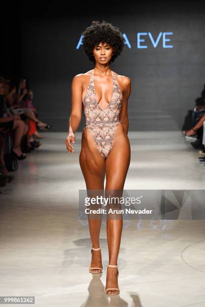 Model walks the runway for Alaia Eve at Miami Swim Week powered by Art Hearts Fashion Swim/Resort 2018/19 at Faena Forum on July 15, 2018 in Miami...