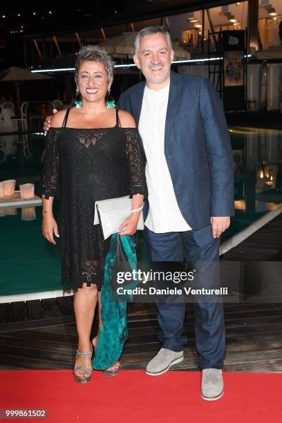 Lucianna De Falco and Luca Gianfrancesco attend the 2018 Ischia Global Film & Music Fest opening ceremony on July 15, 2018 in Ischia, Italy.