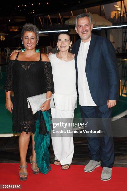 Lucianna De Falco, Lina Sastri and Luca Gianfrancesco attend the 2018 Ischia Global Film & Music Fest opening ceremony on July 15, 2018 in Ischia,...