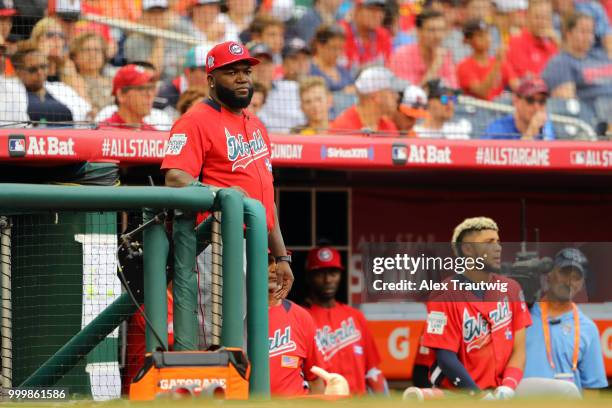 David Ortiz of the World Team looks on during the SiriusXM All-Star Futures Game at Nationals Park on Sunday, July 15, 2018 in Washington, D.C.