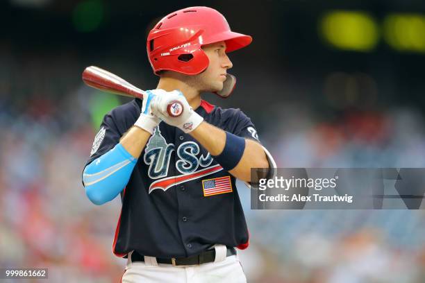 Carter Kieboom of Team USA bats during the SiriusXM All-Star Futures Game at Nationals Park on Sunday, July 15, 2018 in Washington, D.C.