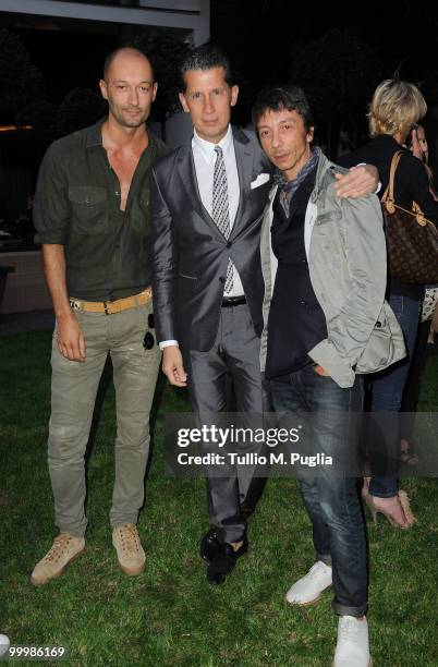 Trussardi designer Milan Vukmirovic, W Editor-in-Chief Stefano Tonchi and Valentino creative director Pierpaolo Piccioli attend the cocktail...