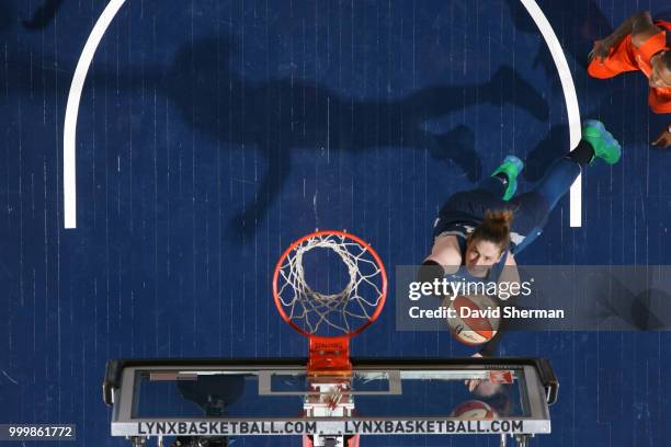 Lindsay Whalen of the Minnesota Lynx shoots the ball against the Connecticut Sun on July 15, 2018 at Target Center in Minneapolis, Minnesota. NOTE TO...