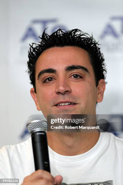 Xavi Hernandez attends a press conference for the ATO Milky brand at the Hotel Princess Sofia on May 19, 2010 in Barcelona, Spain.