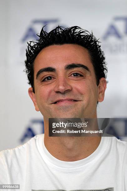 Xavi Hernandez attends a press conference for the ATO Milky brand at the Hotel Princess Sofia on May 19, 2010 in Barcelona, Spain.