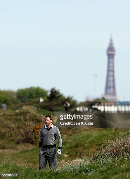 Dan Morley of Blackpool North Shore in action during the Virgin Atlantic PGA National Pro-Am Championship regional final at St Annes Old Links Golf...