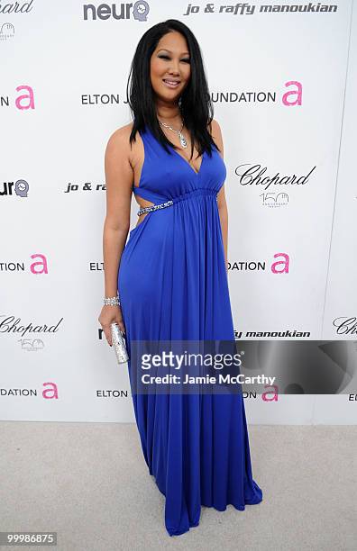 Model Kimora Lee Simmons arrives at the 18th Annual Elton John AIDS Foundation Oscar party held at Pacific Design Center on March 7, 2010 in West...
