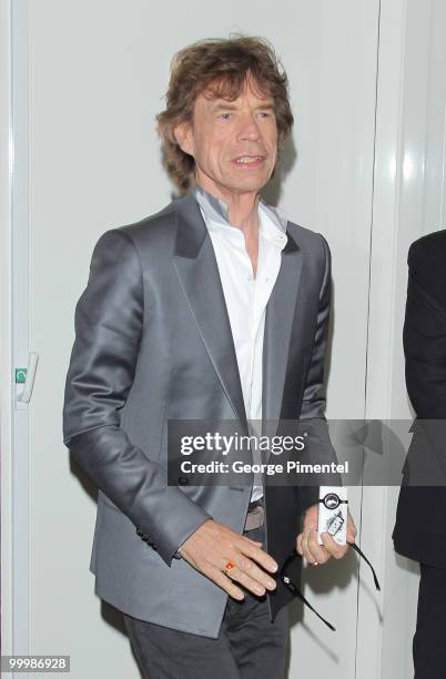 Singer Mick Jagger of the Rolling Stones attends the 'Stones in Exile' Photo Call held at the Salon Martha Barriere at the Hotel Majestic during the...