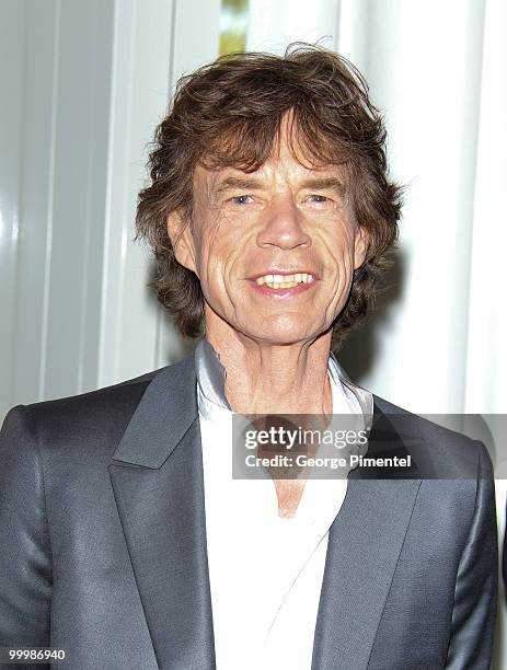 Singer Mick Jagger of the Rolling Stones attends the 'Stones in Exile' Photo Call held at the Salon Martha Barriere at the Hotel Majestic during the...