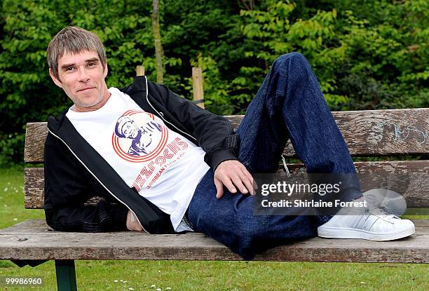 Ian Brown attends photocall to promote his show in Platt Fields Park on 11th June on May 19, 2010 in Manchester, England.