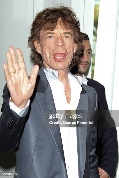 Singer Mick Jagger of the Rolling Stones attends the 'Stones in Exile' Photo Call held at the Salon Martha Barriere at the Hotel Majestic during the...