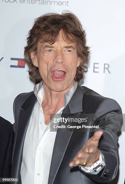 Singer Mick Jagger of the Rolling Stones attends the 'Stones in Exile' Photo Call held at the Salon Martha Barriere at the Hotel Majestic during the...