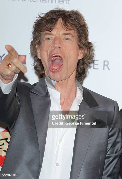 Singer Mick Jagger of the Rolling Stones attends the 'Stones in Exile' Photo Call held at the Salon Martha Barriere at the Hotel Majestic during the...