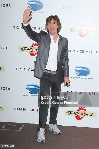 Singer Mick Jagger of the Rolling Stones attends the 'Stones in Exile' Photo Call held at the Salon Martha Barriere at the Hotel Majestic during the...