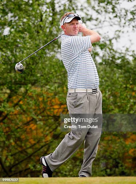 Nick Ellis of Naunton Downs tees off from the 17th hole during the Business Fort plc English PGA Championship Regional Qualifier at Cumberwell Park...