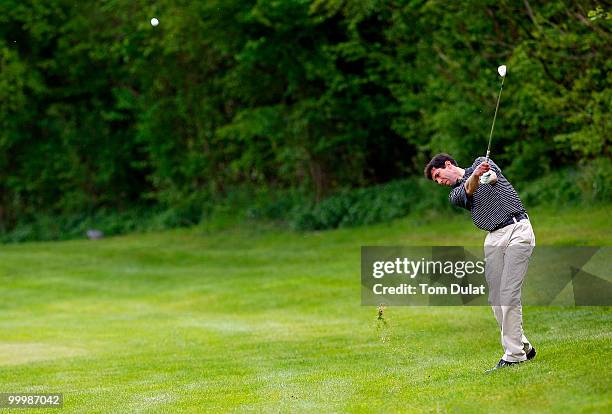 Richard Sadler of Killiow takes a shot from the 17th fairway during the Business Fort plc English PGA Championship Regional Qualifier at Cumberwell...