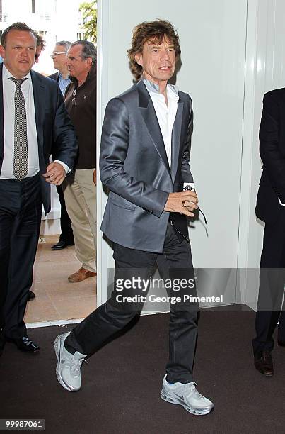 Singer Mick Jagger of the Rolling Stones attends the 'Stones in Exile' Photo Call held at the Salon Martha Barriere at the Hotel Majestic during the...