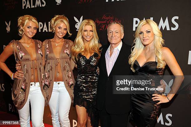 Karissa and Kristina Shannon, Brande Roderick, Hugh Hefner and Crystal Harris arrives at Playboy's 50th Annual Playmate of the Year Announcement and...