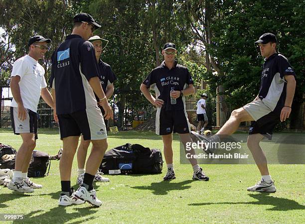Lou Vincent of New Zealand plays hackey sack with his team mates during training at The WACA, Perth, Australia. DIGITAL IMAGE. Mandatory Credit:...