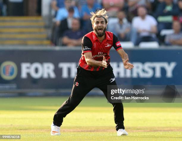 Imran Tahir of Durham makes an appeal for a wicket during the Vitality Blast match between Durham Jets and Yorkshire Vikings at the Emirates...