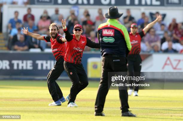 Imran Tahir of Durham makes an appeal for a wicket during the Vitality Blast match between Durham Jets and Yorkshire Vikings at the Emirates...