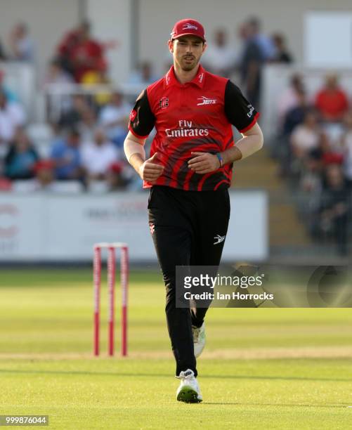 James Weighell of Durham during the Vitality Blast match between Durham Jets and Yorkshire Vikings at the Emirates Riverside on July 13, 2018 in...