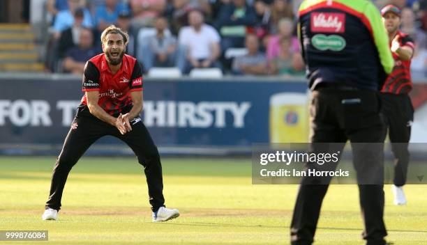 Imran Tahir of Durham makes an appeal for a wicket during the Vitality Blast match between Durham Jets and Yorkshire Vikings at the Emirates...