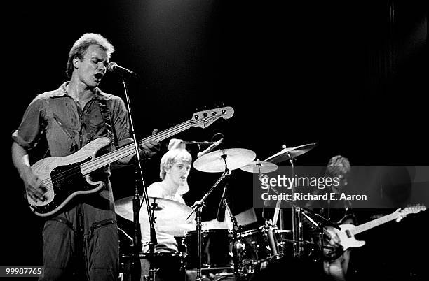 The Police perform live on stage at the Bottom Line in New York City on April 03 1979 L-R Sting, Stewart Copeland, Andy Summers