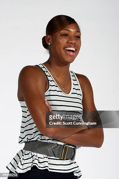 Brittainey Raven of the Atlanta Dream poses for a portrait on 2010 WNBA Media Day on May 13, 2010 at Philips Arena in Atlanta, Georgia. NOTE TO USER:...