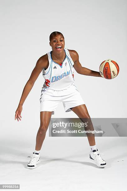 Brittainey Raven of the Atlanta Dream poses for a portrait on 2010 WNBA Media Day on May 13, 2010 at Philips Arena in Atlanta, Georgia. NOTE TO USER:...