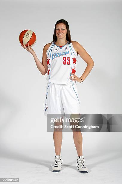 Alison Bates of the Atlanta Dream poses for a portrait on 2010 WNBA Media Day on May 13, 2010 at Philips Arena in Atlanta, Georgia. NOTE TO USER:...