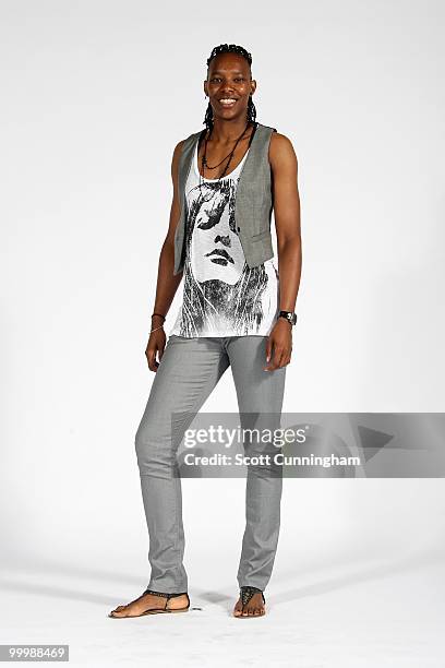 Sancho Lyttle of the Atlanta Dream poses for a portrait on 2010 WNBA Media Day on May 13, 2010 at Philips Arena in Atlanta, Georgia. NOTE TO USER:...