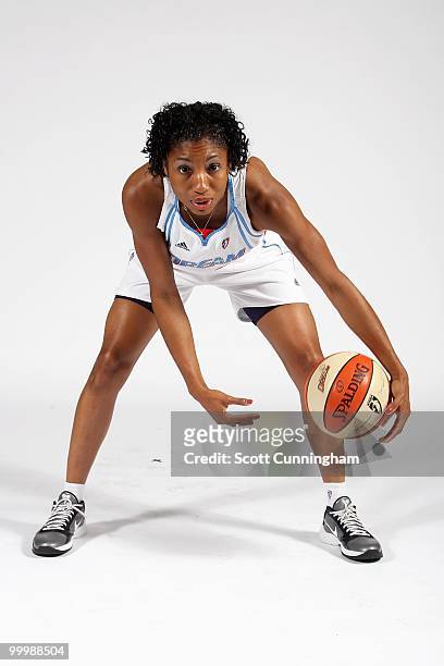 Angel McCoughtry of the Atlanta Dream poses for a portrait on 2010 WNBA Media Day on May 13, 2010 at Philips Arena in Atlanta, Georgia. NOTE TO USER:...