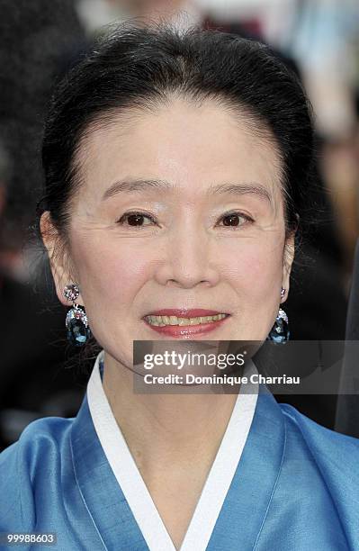 Actress Jeong-hee Yoon attends the premiere of 'Poetry' held at the Palais des Festivals during the 63rd Annual International Cannes Film Festival on...