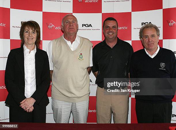 Winners, Andre Roberts and Alex Rowland of Hawarden pose for a picture with Mrs Jane Donohoe, Club Secretary and Frank Geraghty, Captain of St Anne's...