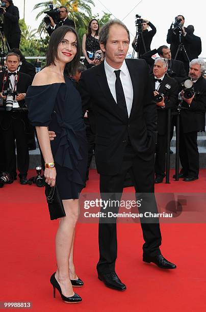 Actors Christopher Thompson and Geraldine Pailhas attend the premiere of 'Poetry' held at the Palais des Festivals during the 63rd Annual...