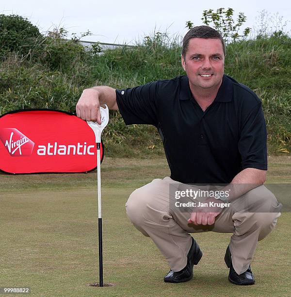 Winner Alex Rowland of Hawarden is photographed at the end of play during the Virgin Atlantic PGA National Pro-Am Championship regional final at St...