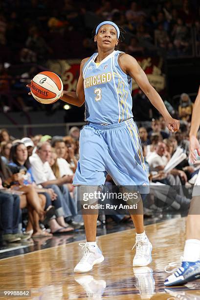 Dominique Canty of the Chicago Sky dribbles against the New York Liberty during the WNBA game on May 16, 2010 at Madison Square Garden in New York...