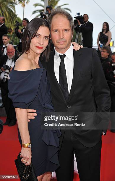 Actors Christopher Thompson and Geraldine Pailhas attends the "Poetry" Premiere at the Palais des Festivals during the 63rd Annual Cannes Film...