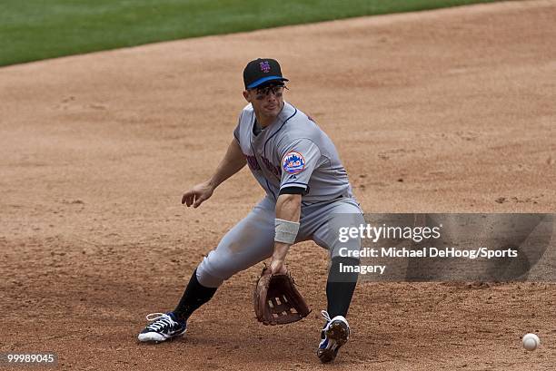 David Wright of the New York Mets fields a ball during a MLB game against the Florida Marlins in Sun Life Stadium on May 16, 2010 in Miami, Florida.