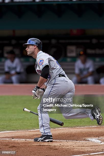 Chris Carter of the New York Mets bats during a MLB game against the Florida Marlins in Sun Life Stadium on May 16, 2010 in Miami, Florida.