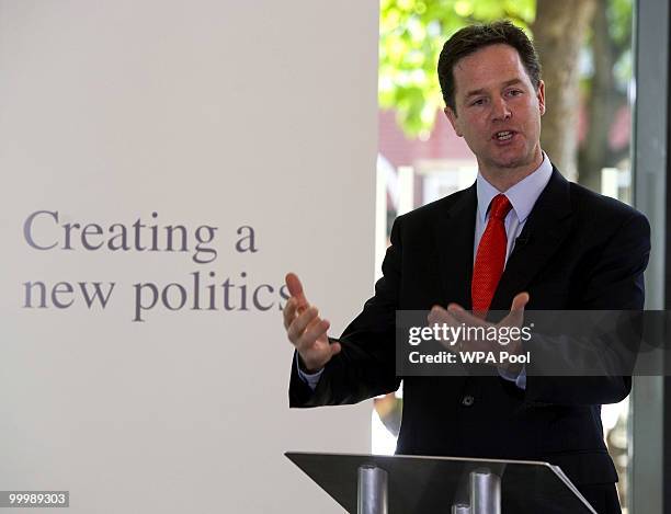 Nick Clegg, the Deputy Prime Minister, delivers a speech setting out the Government's plans for political reform at the City and Islington College on...